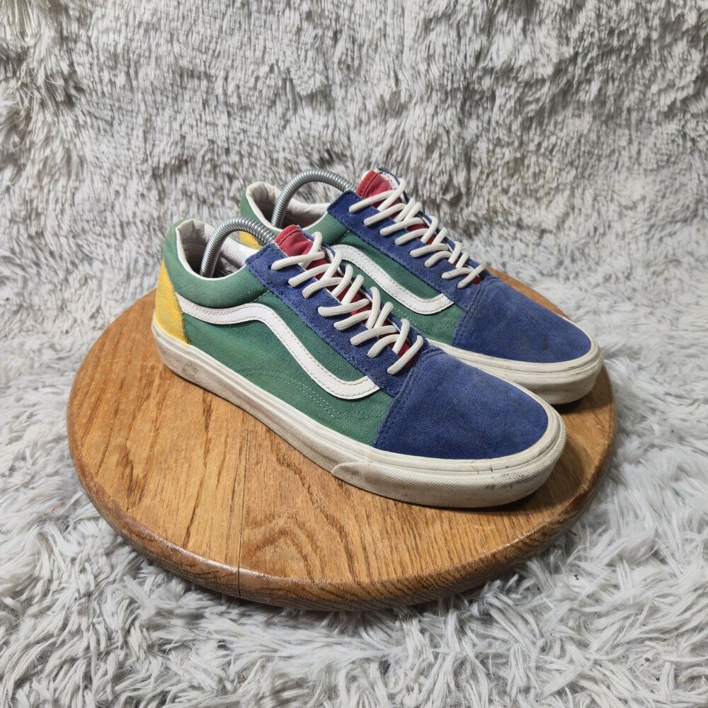 Vans Old Skool Yacht Club Sneakers Blue Green Yellow Colorblock Suede Size 9.5